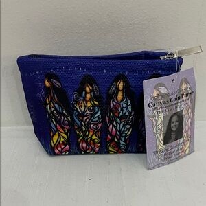 Indigenous Art Design Canvas Coin Wallet NWT